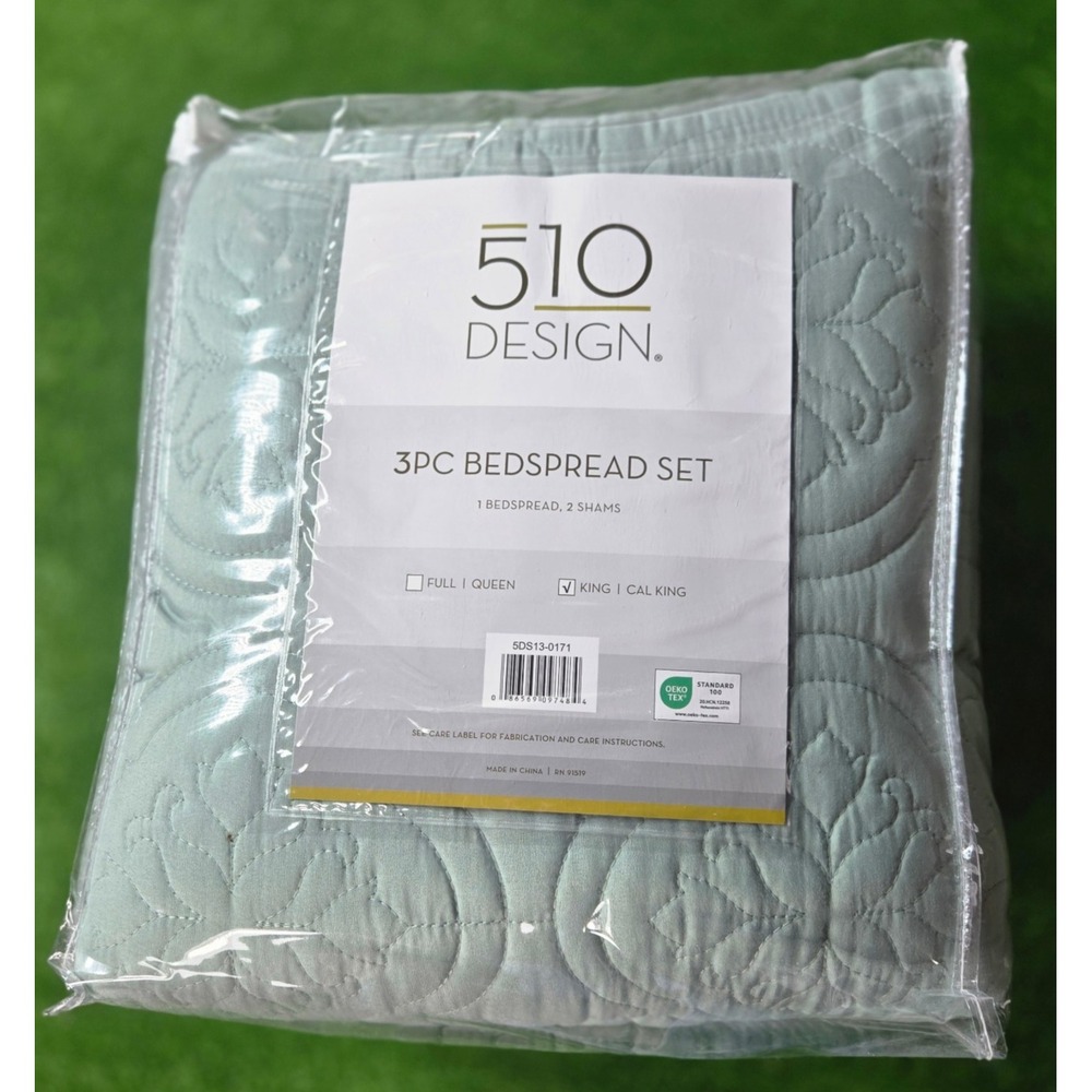 510 Design Oakley 3-Pc. Bedspread Set, King/California King, Seafoam Green NWT